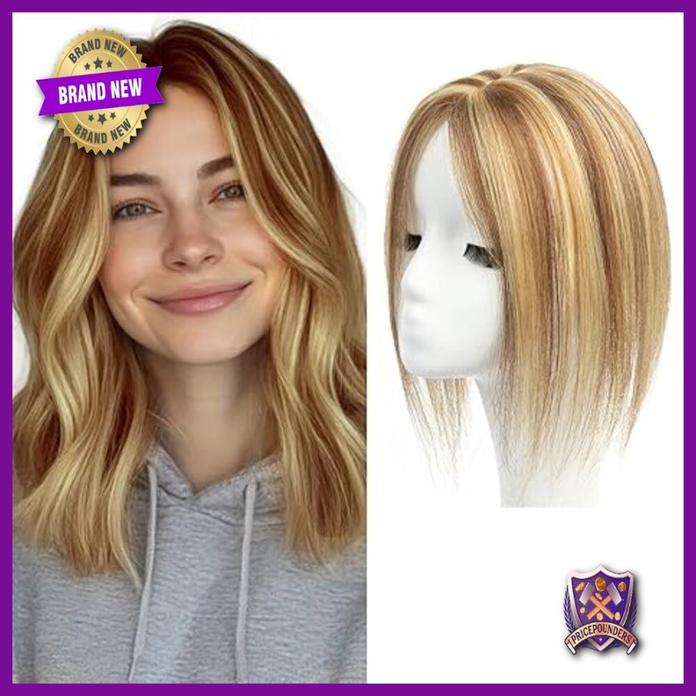 Human Hair Topper Clip-In 10 Inch Lightweight Real Scalp Thinning Hair